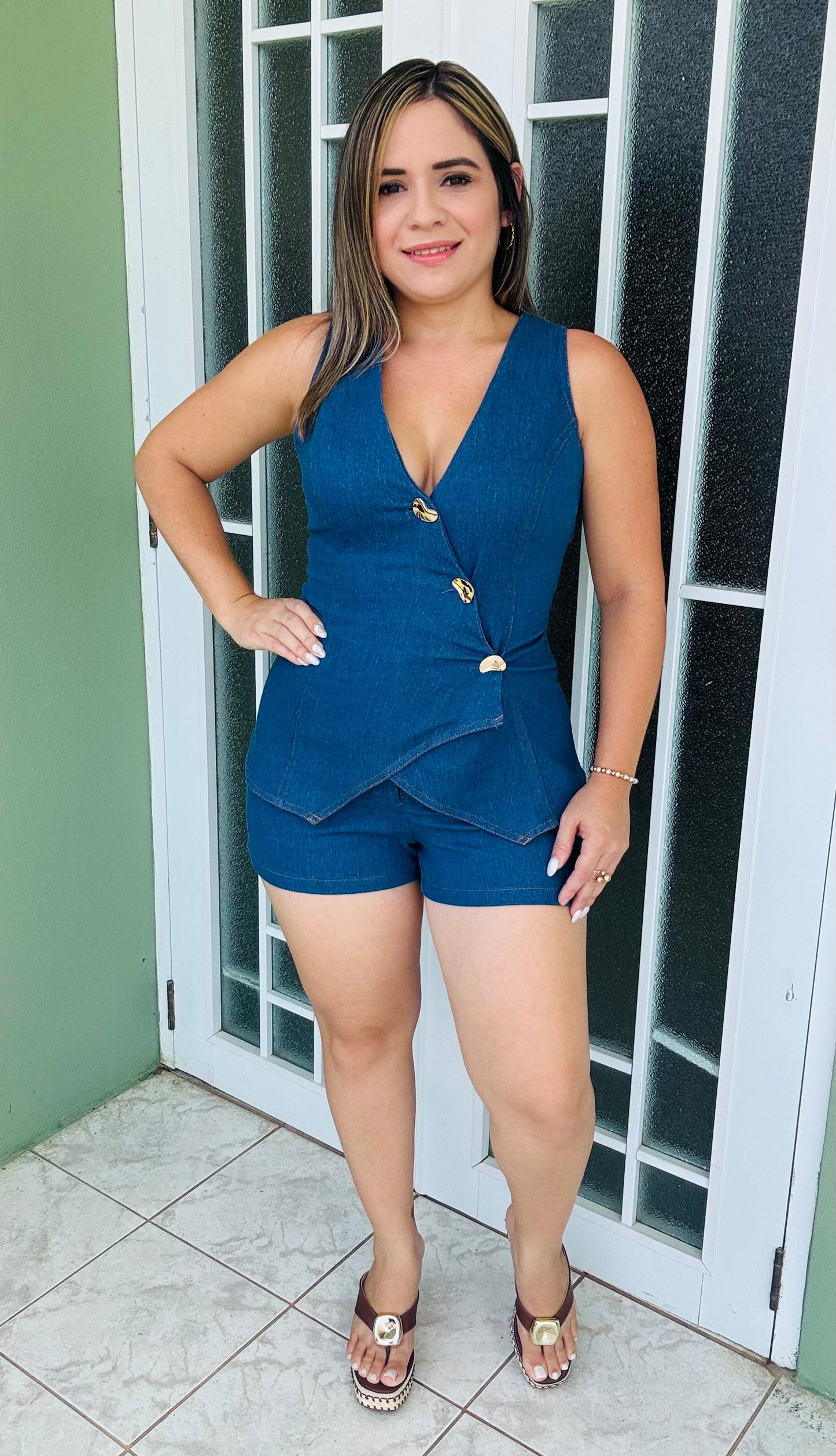 Romper Denim Asimétrico