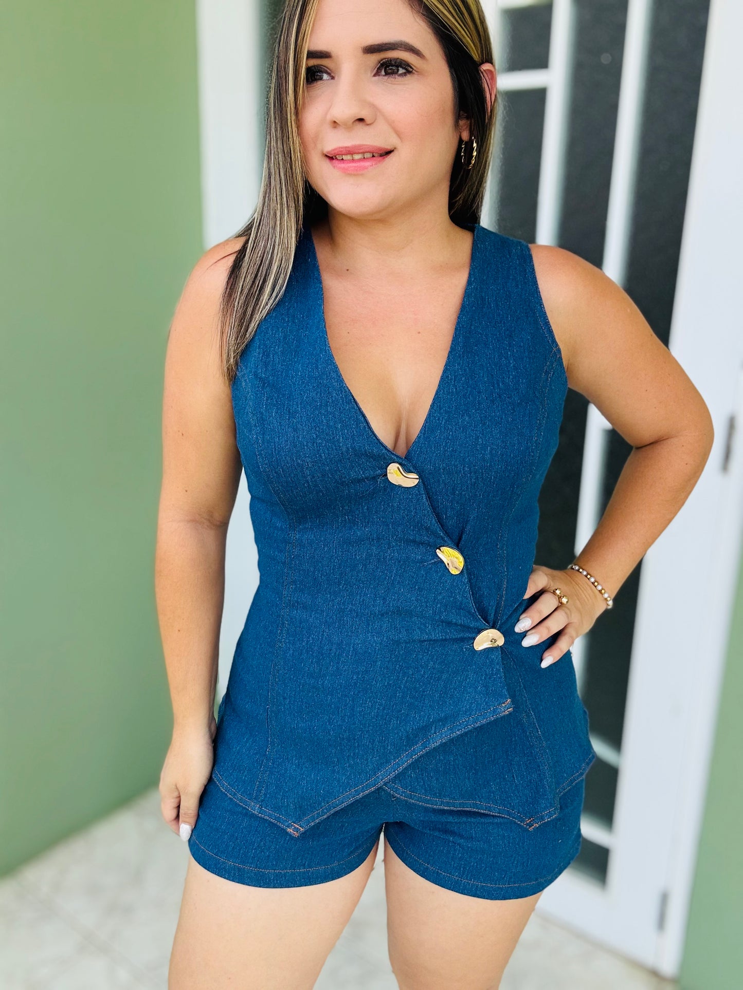 Romper Denim Asimétrico